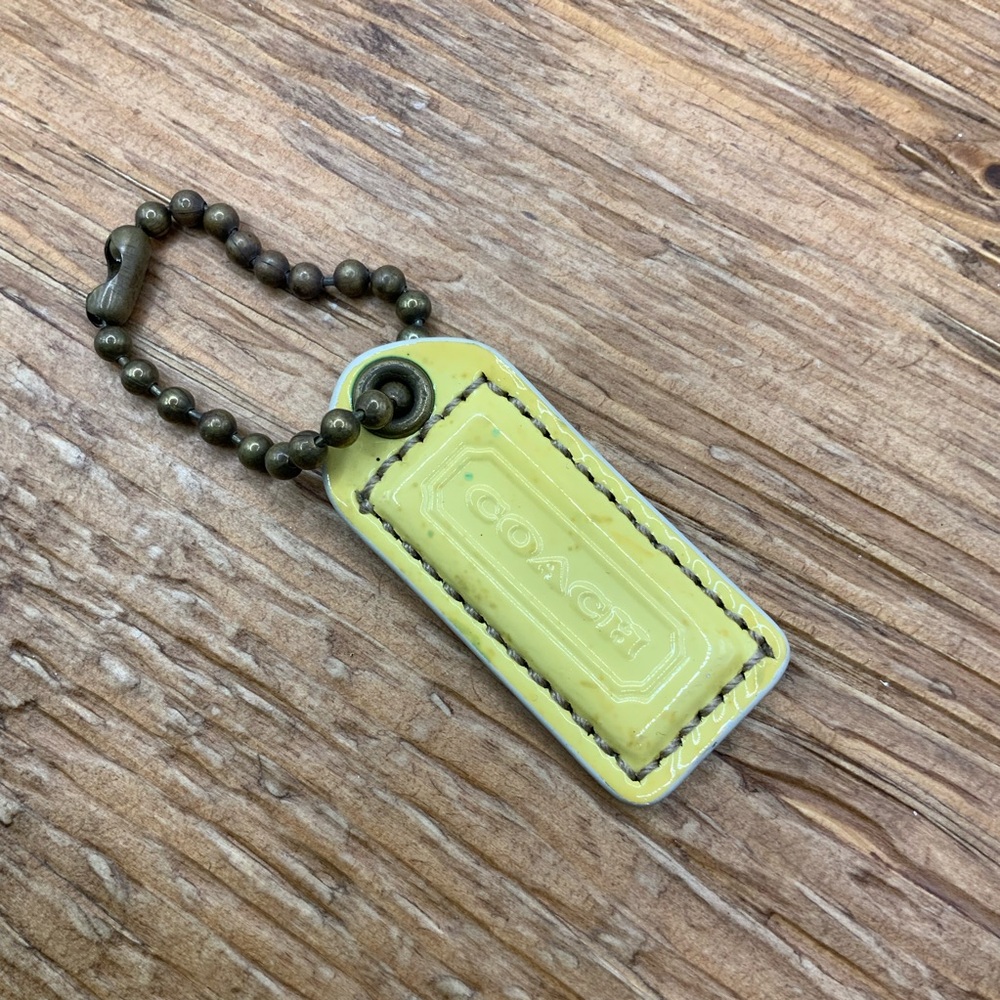 Coach Lemon Leather Tag Keychain